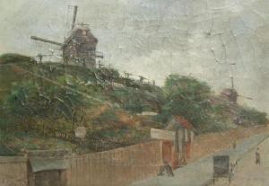GRASSET Frédéric 1800-1900,Hilly landscape with windmills in French Flanders,Bernaerts BE 2009-06-22