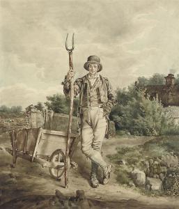GRATTAN William 1809-1825,A farm labourer with his pitchfork standing,1994,Christie's GB 2009-05-07