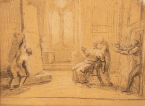 GRAVELOT Hubert Fr. d'Anville 1699-1773,Supervising the Picture Hangin,Simon Chorley Art & Antiques 2023-07-25