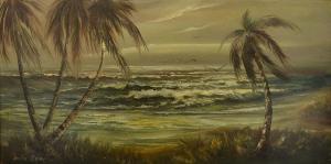 GRAY Arlie 1900-1900,Florida coastal stormy beachfront scene with palm trees,Burchard US 2017-02-26