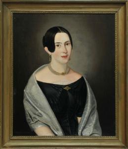 GRAY Henri Peters 1819-1877,Halbportrait einer Dame im schwarzen Kleid und sil,Allgauer 2013-01-12