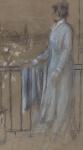 Greave Walter 1846-1930,Lady in blue beside railings,Gorringes GB 2023-09-11