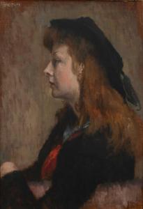 GREAVES Leonard,Portrait of the artist's wife, wearing a black hat,Woolley & Wallis 2023-06-07