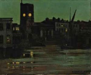 GREAVES Walter 1846-1930,Clock tower at dusk, Chelsea Reach,1867,Christie's GB 2011-01-26
