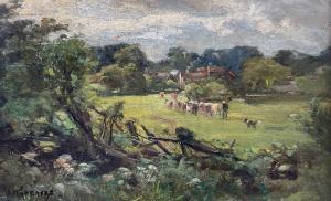 GREAVES William 1852-1938,Herding Cattle in a Rural Field,Duggleby Stephenson (of York) 2024-04-12