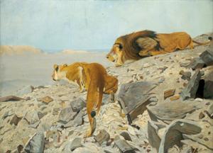 GREBEISTEN Ferdinand 1883-1974,Lions on the Prowl,Palais Dorotheum AT 2006-03-21