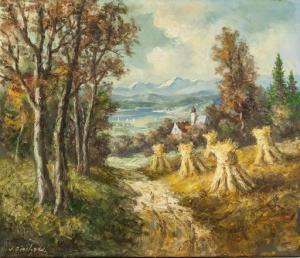 GRECHOW Wladimir,German landscape scene, entitled Lake Starnberg,19th century,888auctions 2019-11-21