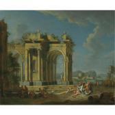 GRECO Gennaro Mascacotta,AN ARCHITECTURAL CAPRICCIO WITH BACCHUS AND ARIADN,Sotheby's 2007-07-05