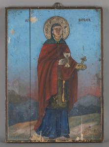 GREEK SCHOOL,Icon with Saint Barbara,1924,Tooveys Auction GB 2019-03-20