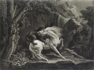 GREEN Benjamin 1736-1800,Horse Affrighted by a Lion,1767-70,Swann Galleries US 2019-05-02