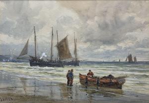 GREEN David Gould 1881-1977,Fishing Boats on the Beach,David Duggleby Limited GB 2022-10-22