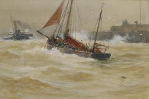 GREEN David Gould 1881-1977,Towing a Fishing Smack into Harbour,David Duggleby Limited GB 2022-04-09