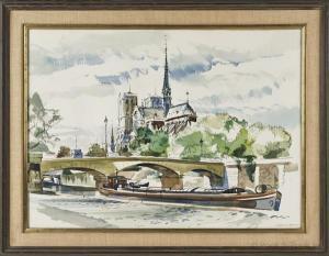 GREEN James 1911-2005,Watercolor of Paris' Notre Dame,Pook & Pook US 2013-06-12