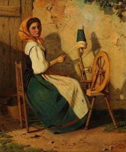 GREEN Richard Crafton 1848-1934,GIRL SPINNING,Ross's Auctioneers and values IE 2024-01-24