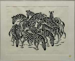 GREENBERG Samuel 1905,Zebra Herd,Clars Auction Gallery US 2014-03-15