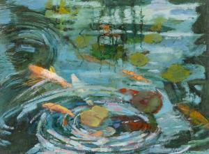 GREENE Millie 1935,Koi fish in a pond,John Moran Auctioneers US 2018-05-22