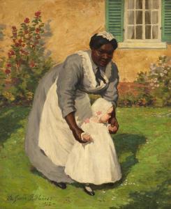 GREENE RICHARDS Lee 1878-1950,Nanny and child in a garden,1912,John Moran Auctioneers US 2012-10-16