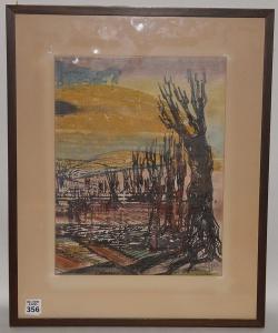 GREENFIELD Yitzhak 1932,Landscape in Galilee,1960,Hood Bill & Sons US 2017-02-07