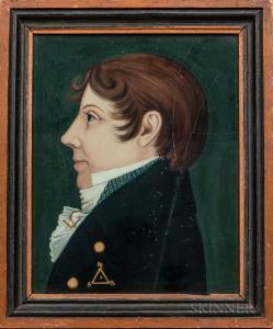 GREENLEAF Benjamin 1769-1821,Portrait of a Young Man with a Masonic Pin,Skinner US 2018-11-04