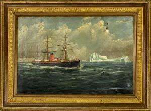 GREENWOOD George Parker,Gallea steam ship at sea with icebergs,1882,CRN Auctions 2021-10-24