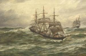GREENWOOD George Parker 1850-1904,Nautical scene with stormy seas,1891,Aspire Auction US 2021-10-28