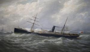GREENWOOD George Parker 1850-1904,Steamship at sea,Gorringes GB 2021-03-30