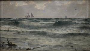 Greenwood P,Seascape, Boats on the Horizon,1889,Bamfords Auctioneers and Valuers GB 2020-06-17