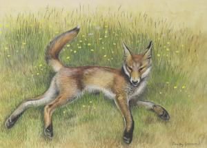 GREENWOOD Timothy 1946-2010,fox in the grass,Burstow and Hewett GB 2021-07-09