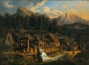 GREFE Conrad 1823-1907,A View of a Hammer Mill in the Pre-Alps,1851,Palais Dorotheum AT 2022-11-08
