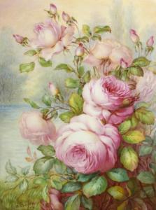 Gregory Albert 1900,AN ENGLISH PORCELAIN PLAQUE PAINTED WITH ROSES,Mellors & Kirk GB 2019-09-18