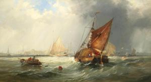 GREGORY Charles 1810-1896,Hay barges and other small craft caught in a squal,1875,Bonhams 2018-04-18