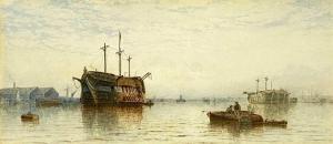 GREGORY George 1849-1938,study of a gun-ship in harbour,1889,Rogers Jones & Co GB 2024-01-23