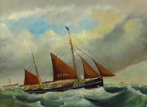 GREGORY P 1890-1914,The fishing boat Rosebud in a rough sea,1896,Woolley & Wallis GB 2020-03-04