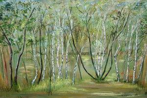 GREGORY S. 1700-1800,late 20th century- "Spring sun on Silver Birches, ,Rosebery's GB 2008-02-05