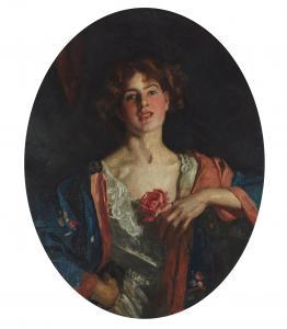 GREIFFENHAGEN Maurice William,Portrait of Mrs Bury Barry holding a rose,Rosebery's 2023-07-19