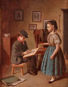 GREIG E.S.,Young artist sketching his sister,Woolley & Wallis GB 2019-03-06