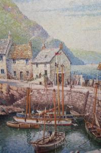 GREIG James,Cornish harbour; coastal inlet with figure by an o,Lawrences of Bletchingley 2022-07-19