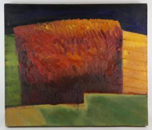 Greig Neal 1965,abstract landscape with haybale,1997,Ewbank Auctions GB 2023-07-20