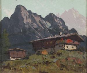 GREINER Anton 1914-2007,Sommerliche Hochalpenlandschaft mit Gehöft,Zeller DE 2020-04-07