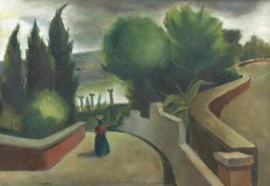 GREITZER Jack J 1910-1989,Landscape with Figure,1933,Aspire Auction US 2022-09-08