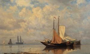 GREIVE Snr. Johan Conrad, 1837-1891,Sailing boats near de coast of Zeeland,Venduehuis NL 2022-11-17