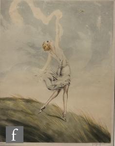 GRELLET Georges 1869-1959,A young lady waving to a passing plane on a,Fieldings Auctioneers Limited 2023-07-20