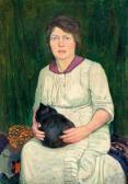 GREMSPERGER Erno 1885,Lady with black cat,1914,Nagyhazi galeria HU 2021-02-23