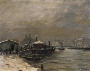 GRENET Edward Louis 1857-1922,La Seine en hiver,Labarbe FR 2017-06-24