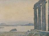 GRENET Edward Louis 1857-1922,Paysage symboliste : temple devant la mer,Piasa FR 2014-03-31
