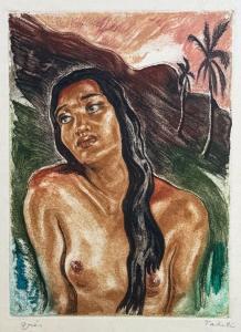 GRES Serge,Vahiné devant la montagne, Tahiti,Saint Germain en Laye encheres-F. Laurent 2025-05-24