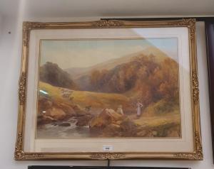 GRESLEY Frank,mountain landscape scene with figures and cattle c,Warren & Wignall 2025-02-05