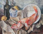 GRETCHEN Wohlwill 1878-1962,Table Still Life with Redfish,Stahl DE 2015-02-28