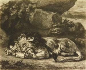 GREUX Gustave Marie 1838-1919,Lion Evorant Un Lapin,Rachel Davis US 2021-12-04