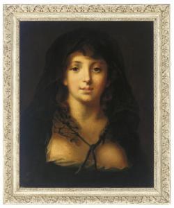 GREUZE Jean Baptiste,PORTRAIT OF A GIRL, BUST-LENGTH, IN A BLACK VEIL A,Christie's 2009-01-06